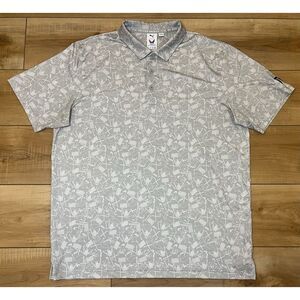 Puma Gray Polo Shirt with Subtle Pattern
